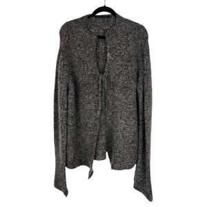 Peruvian Connection Wool Mohair Tie Front Cardigan Size L Gray Sweater Knit